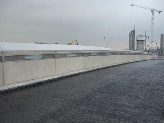 Completed bridge deck with steel parapet on a highway scheme