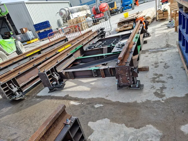 Fabricated tunnelling steelwork staged in the yard ready for despatch