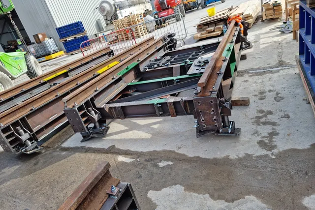 Fabricated tunnelling steelwork staged in the yard ready for despatch