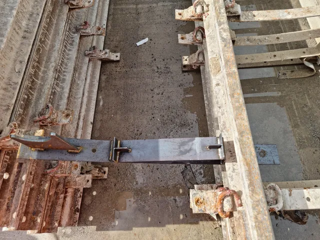 Detail of heavy steel beam connections fabricated for a rail project