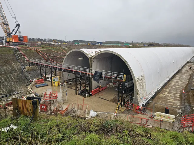 HS2 tunnel portal with spoil conveyor and site infrastructure
