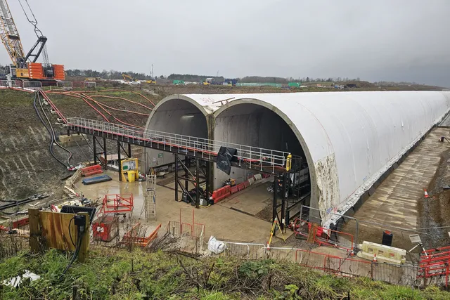 HS2 tunnel portal with spoil conveyor and site infrastructure