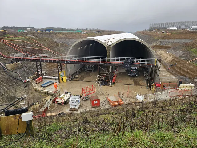 Steel portal structure at an HS2 tunnel drive site