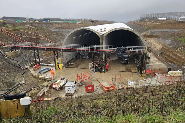 Steel portal structure at an HS2 tunnel drive site