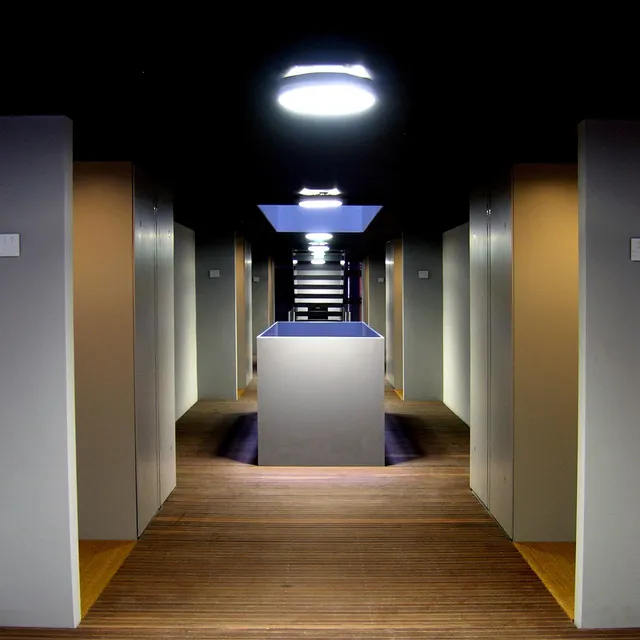 Steel supported interior pods and corridor lining in a commercial fit-out