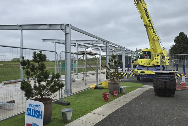Steel canopy structure installed at a leisure venue