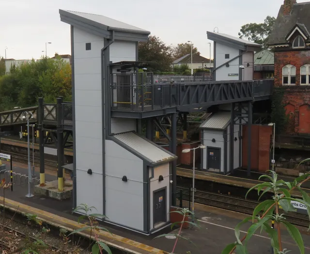 Meols station accessible footbridge and lift tower supplied and installed by MSR