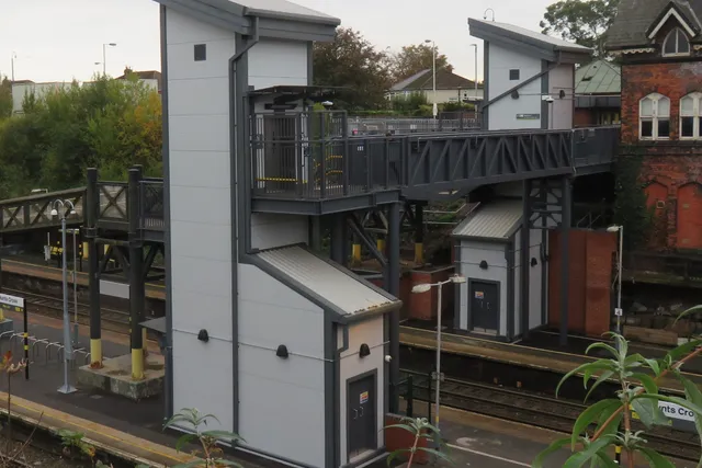 Meols station accessible footbridge and lift tower supplied and installed by MSR