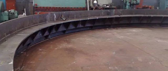 Detail of a heavy rolled steel curved section produced on MSR's plate rolls