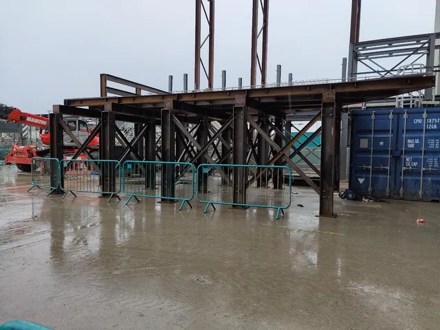 Temporary works steelwork assembled in the yard prior to despatch