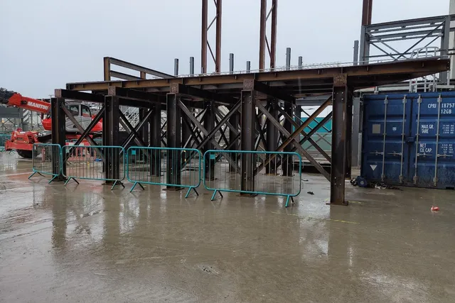 Temporary works steelwork assembled in the yard prior to despatch